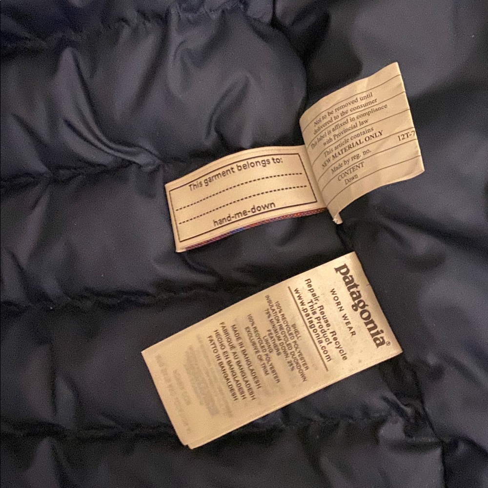 PATAGONIA FEATHER GOOSE DOWN NAVY BLUE SLIM PUFFER WOMEN KIDS (XXL) Jacket COZY - Picture 5 of 8